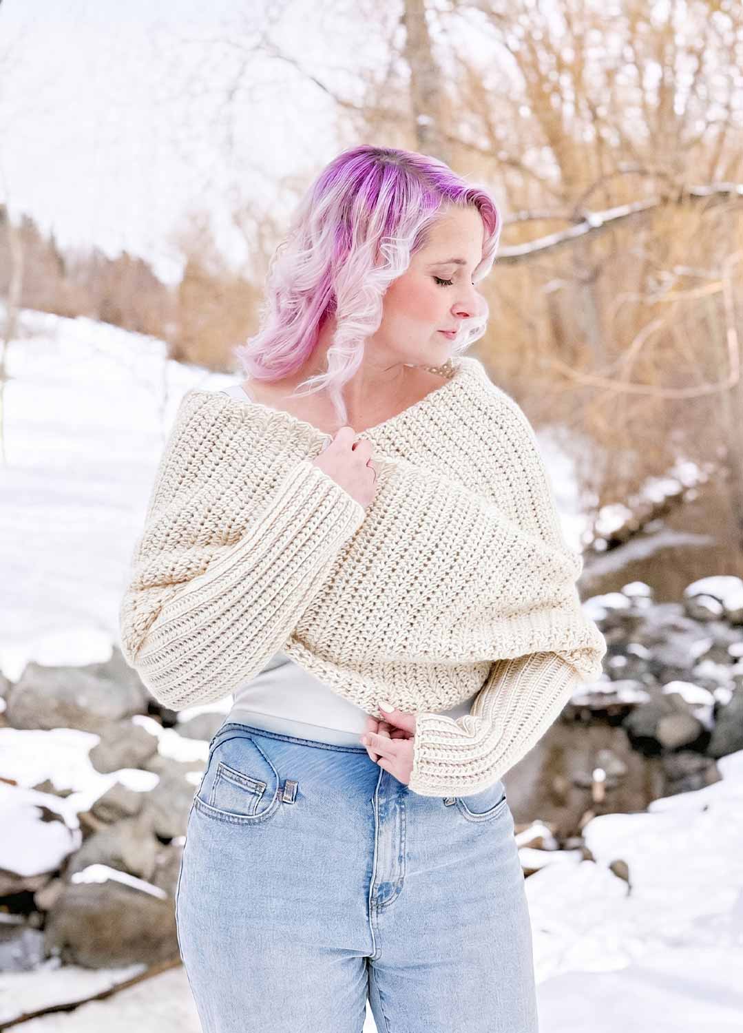 Easy Crochet Sweater Scarf x @knitatude Kit - Yummy Yarn Fine Version - Image 6